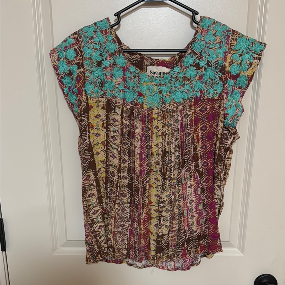 Savannah Green Pleated Cap Sleeve Blouse